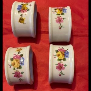 4 Good Napkin Holders...Pretty Porcelain Flower